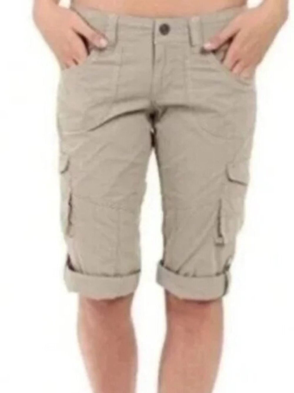 KUHL Kontra Capri Cargo Pants Style 6120 Roll-Up Hem Khaki/Tan Women's 8